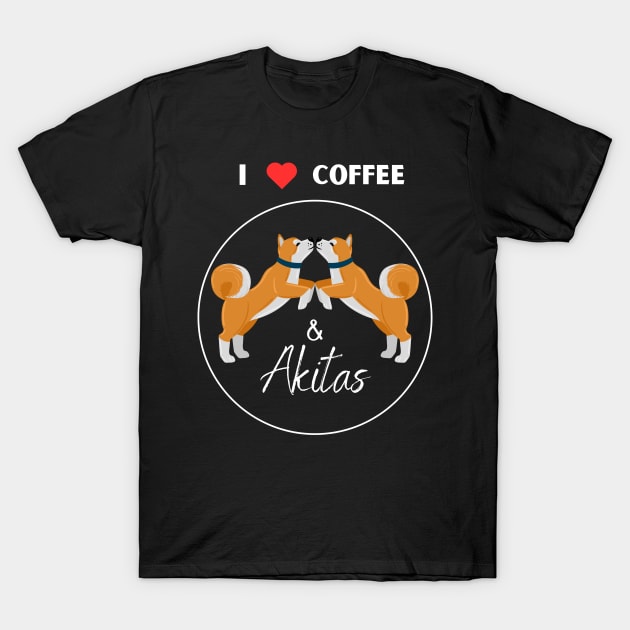 I love coffee and Akita dog black T-Shirt by fantastic-designs